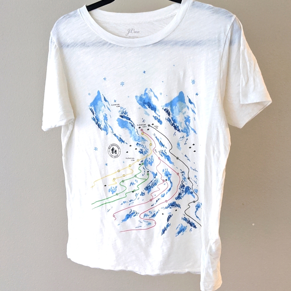 J Crew, Medium, Big Mountain Ski Map T Shirt
